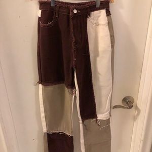 Jaded London Brown Patchwork Jeans